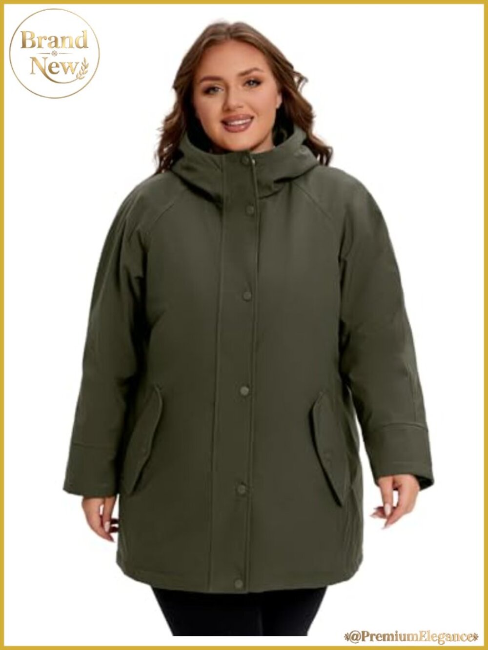 Plus Size Winter Puffer Coat with Hood